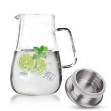 68oz Large Glass Pitcher With Lid Spout Wide Mouth Cold Hot Water Pitchers With Handle For Beverages Iced Tea Milk Coffee Juice Lemonade Heat Resistant Jug Teapot - White - View 1