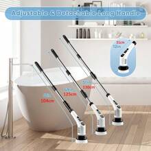 Electric Spin Scrubber, 400 RPM Electric Bathroom Scrubber With 7 Replaceable Brush Heads, Power Spin Brush Scrubber With Extension Handle For Cleaning Bathroom Tub Tile Floor,Garden Tools