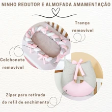 Almofada Amamentação Com Ninho Redutor de Berço Trança Mini Berço Protetor