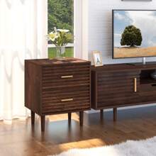 Nightstand, End Table With 2 Drawers, Mid Century Modern Side Table With Storage Bed Side Table For Bedroom Vintage Furniture Wood Accent Table For Dorm, Easy Assembly, Rustic Brown (1 Pack) - màu nâu - Xem 2