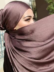 1pc Ladies' Natural Crinkled Solid Color Satin Headscarf Chemotherapy Cap Scarf