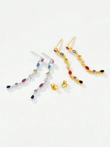 ANDYWEN Cubic Zirconia Drop Earrings Holiday - Gold - View 3