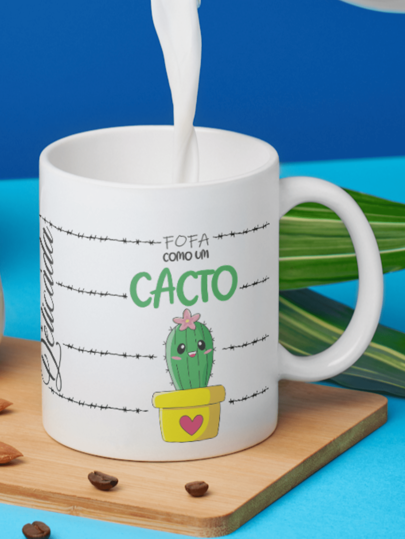 Caneca Porcelana Fofa Como Um Cacto Presente Amiga Irmã