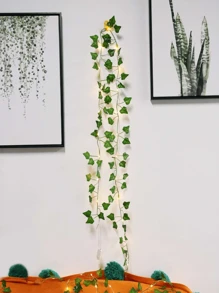 20 Led Battery Powered String Lights, 2m Copper Wire Fairy Lights With Stars & Ivy Leaf Garland, Hanging Vine Lights For Home Bedroom, Christmas, Parties, New Year, Wedding Decorations - Multicolor - View 8