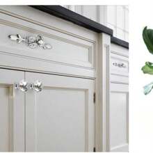 1 pieza/2 piezas Asa de cajón/gabinete/cocina/puerta minimalista moderna de aleación de zinc y cristal transparente con un orificio, perilla con diseño retro de flor, con accesorios de ferretería de muebles con tornillo