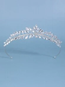 A Handmade Rhinestone Soft Headband Crown, Suitable For Elegant Hair Accessories Such As Weddings, Daily Life, And Parties - Silver - View 2