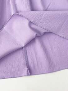 Young Girl Solid Color Ruffle Armhole Pleated Dress Summer Version - Purple - View 7