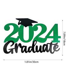藍色2024畢業裝飾,畢業2024年木製相框禮物,2024年畢業照攝影道具,祝賀畢業派對裝飾 - 綠色 - 查看 3