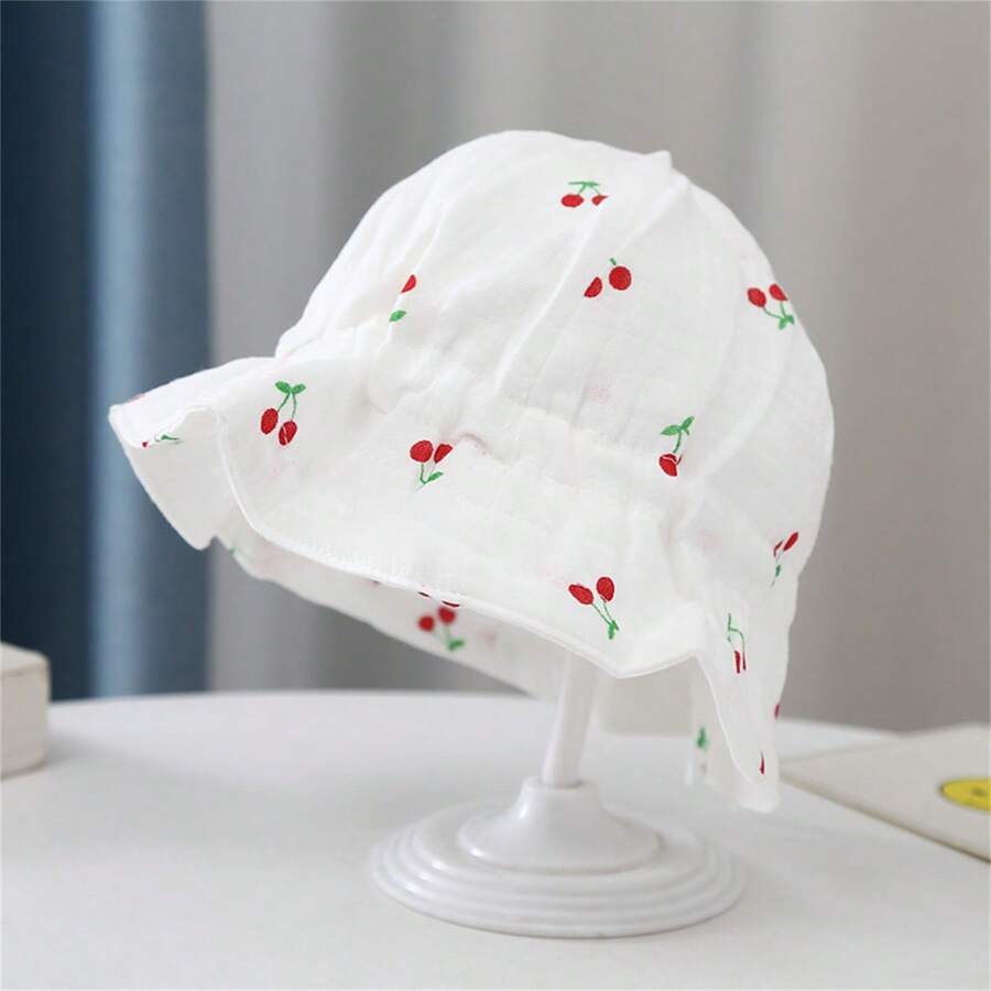 Baby Sun Hat, Unisex Toddler Bucket Hat With Breathable Mesh & Chin Strap For Spring/Summer - White - View 1