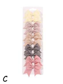 10pcs/Set New Cute Solid Color Ribbon Bow Hair Clips Handmade Barrettes Headwear Universal Hair Accessories Claw Clips, School Stuff, Elegant, College, Winter Outfit For Women, Bows - Multicolor - View 4