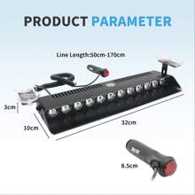 EINERCAR 13.5-Inch Blue Led Emergency Dashboard Strobe Light Bar With Suction Cups For Interior Windshield, Suitable For Police Enforcement, Firefighters, Trucks, Etc. - Blue - View 3