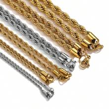 1pc Stainless Steel Twist Chain Twisted Fashion Necklace Bone Chain Jewellery For Men Gift - Twist Chain - View 3