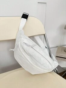 Casual Large Capacity Multi-Pocket Lightweight Simple Waist Bag Chest Bag Unisex For Travel Sports - White - View 12