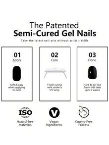 JKNART 20 miếng dán móng tay khô, miếng dán móng tay gel UV bán khô, miếng dán nghệ thuật làm móng, miếng dán móng tay gel mềm nửa khô, không thấm nước (cần đèn UV), miếng dán nghệ thuật làm móng màu đen - màu đen - Xem 6