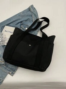 Fashionable Canvas Tote Bag, Versatile Shoulder Handbag,Preppy Book Bag For Book Week, Fashionable Tote Bag With Zipper, Large School Tote Bag, Multiple Compartments, Perfect For Beach, School, Work & Daily Use, Literary School Bag For Teens, Book Bag For Women Or Students, Perfect For Books, Shopping, Back To School And More