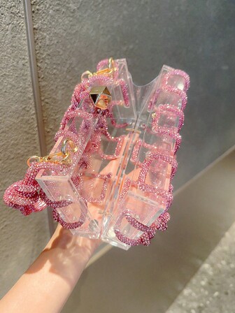 月色之夜手提包女士時尚閃閃發光的鑲嵌鑽石透明亞克力手拿包，附帶鏈條，適用於晚會、舞會、情人節禮物、時尚派對包和新娘包，非常適合聚會、婚禮、舞會、晚宴/宴會，配搭婚紗、正式禮服、舞會裙、生日裙、女士派對裝。