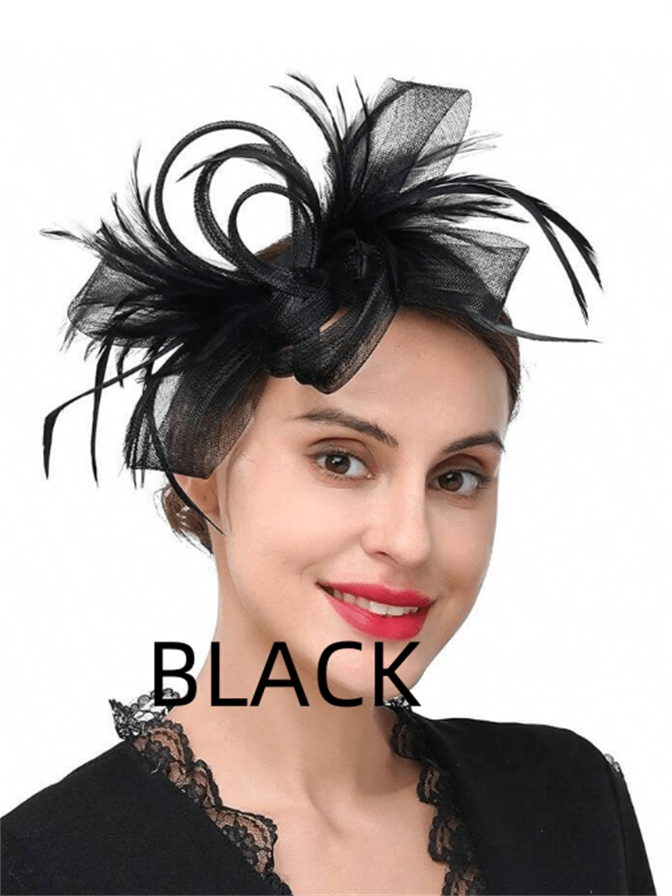 Grevosea Women's Black Fascinator Hat & Lace Gloves Set - Vintage Tea Party & Wedding Veil