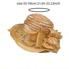 欧美风格柔和蕾丝边太阳帽，搭配优雅仿珍珠花朵设计女式渔夫帽，夏季透气防晒蝴蝶结女士装 - 彩色 - 查看 2