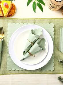 25pcs Disposable Party Tableware Sage Green Fan Shaped Napkins For Decoration, Birthday Party, Wedding, Gathering , For Christmas Party