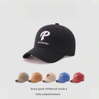 1pc Children's Simple Letter Design Sun Ion Baseball Cap For Camping And Outing In Spring And Summer
