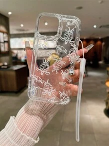 With Phone Charm 1pc Clear Phone Case With Turtle Design And Strap For 15 Pro Max, 14/13 Drop Resistant - Multicolor - View 2