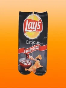 3對女士3d數字列印爆米花薯片圖案袜子,熱壓印咸點心短襪 - 彩色 - 查看 8