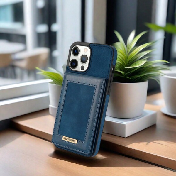 Funda de teléfono con función de almacenamiento de tarjetas, funda protectora de TPU en colores sólidos para iPhone 16 15 14 13 12 11 Plus Pro Max, para Galaxy S25 S24/S23/S22/S21/S20 Ultra Plus