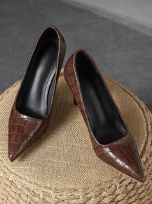 MonaNise Women's Comfortable Pointed Toe Apricot Low Vamp Elegant Navy Blue 9cm Stiletto Pumps, Fashion Holiday Traveling Casual Outings Vintage Brown High-Grade Versatile Block Heel Black Flats - Brown - View 5