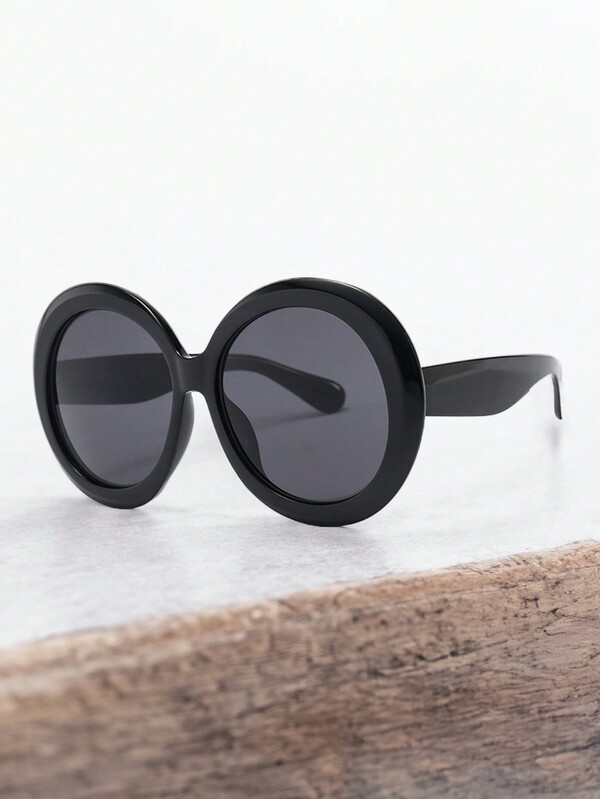 1pc Vintage Big Round Fashion Glasses Women Brown Gradient Oversized Streetwear Female Shades