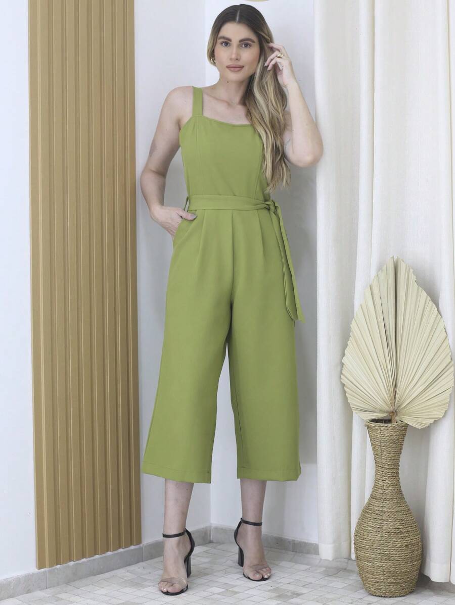 Women Jumpsuits - 橄欖綠 - 查看 1