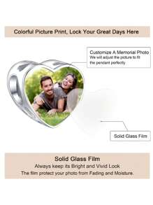1 peça Charme de Pulseira Personalizado com Foto para Mulher Mãe, Charme de Colar com Foto do Dia das Mães e dos Pais, Charme de Pulseira de Tornozelo com Foto, Contas de Coração com Impressão de Pegada de Patas - Presente para Pai, Filha, Namorada, Esposa e Melhor Amiga