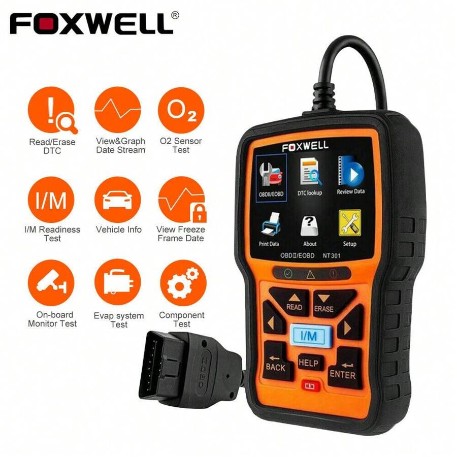 FOXWELL NT301 OBD2 Scanner Check Engine Code Reader Professional Mechanic ODB 2 Automotive Scanner Car Diagnostic Tool - Orange - View 1