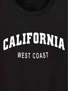 Camiseta De Hombre Con Impresión De Letras - Negro - Ver 8
