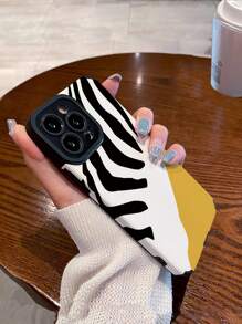 1入斑馬紋&波浪紋&蛇紋&對比圖案仿皮3d柔軟防摔手機殼,適用於iphone和三星 - 彩色 - 查看 5