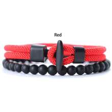 diffone New In 2Pcs Men Bracelet Set Unique Accessories Natural 6mm Onyx Stone Beaded Bracelet Pirate Lucky Rope Bracelet Gift For Him - Men's Beaded Bracelet Set - View 2