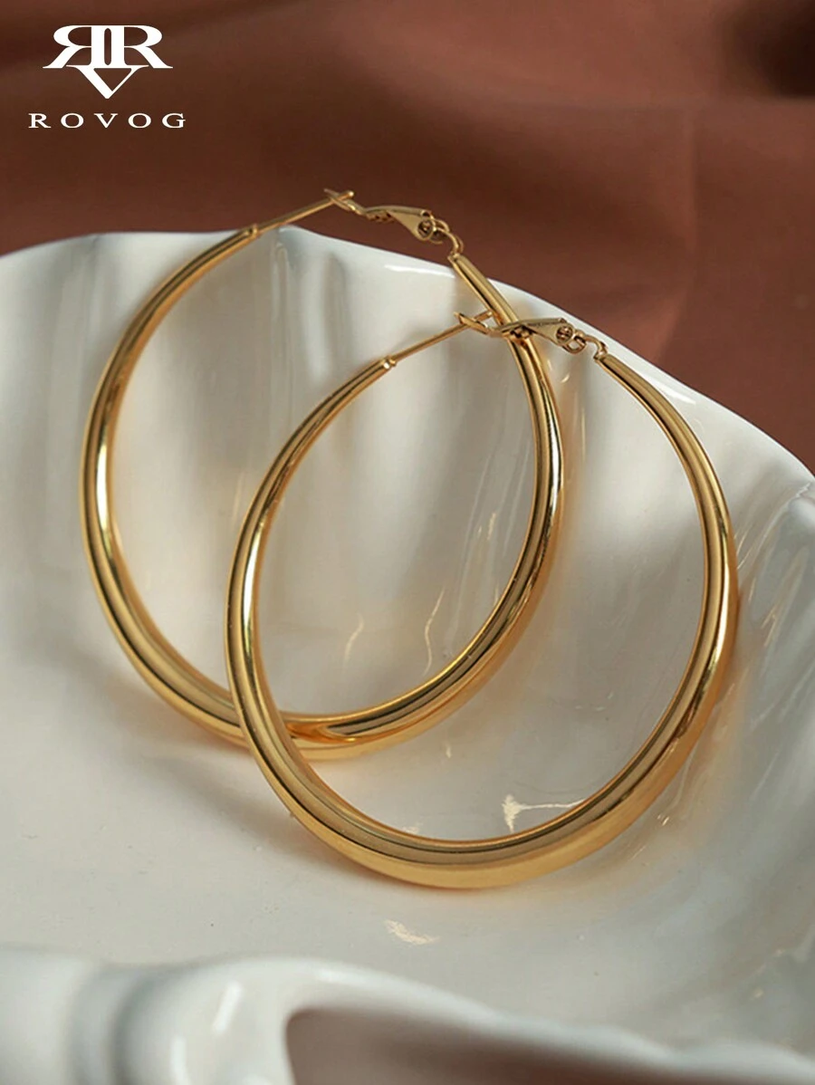 1pair Minimalist Light Luxury Elegant Lady Circle Earrings, Suitable For Dinner Parties And Festivals