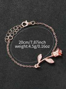 Reloj de cuarzo con esfera digital con diamantes de imitación y correa de plástico con malla, junto con pulsera de flor de rosa (set de 2 piezas) como regalo para estudiantes que regresan a la escuela en San Valentín