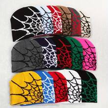1pc Spider-Web Jacquard Knitted Hat, Y2k Style, All-Match, Warm, Breathable, Suitable For Outdoor Sports And Streetwear In Autumn And Winter Halloween Beanie Fall Outfit - Multicolor - View 13