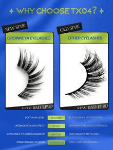GROINNEYA Cat Eye Lashes 5 Pairs Clear Band False Eyelashes Fox Eye Lashes Faux Mink Eyelashes Fluffy Wispy False Eyelashes Makeup (TX04) - màu đen - Xem 4
