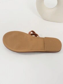 Women's Summer Flat Cross Strap Slip-On Toe Loop Sandals For Casual And Beachwear