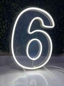 Painel Neon Numero 6 Festa Iluminação Frio ou Quente 30 Cm