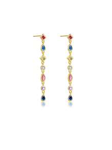 ANDYWEN Cubic Zirconia Drop Earrings Holiday - Gold - View 7