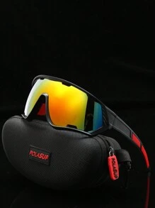 POLASUP 1pc Unisex Summer Travel Large Frame , UV Protection Outdoor Sports Cycling Glasses, Futuristic Camouflage Design For Men & Women Fall