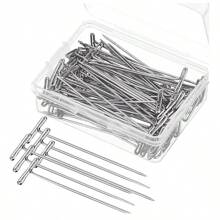 Thập cẩm Kích thước Thép không gỉ T Pins , May vá , Tóc giả , Chặn Dệt kim , Tường , Với Nhựa - Bạc - Xem 1