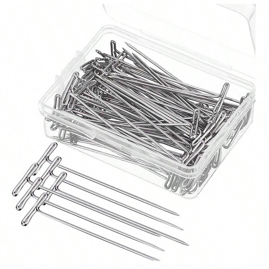 Thập cẩm Kích thước Thép không gỉ T Pins , May vá , Tóc giả , Chặn Dệt kim , Tường , Với Nhựa - Bạc - Xem 1