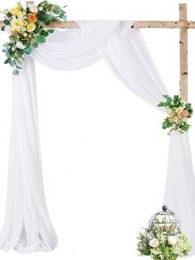 2.5ftx19.5ft Backdrop Curtain For Parties Thick Polyester White Wedding Drapes Panels Satin Curtains Decoration Back Drop Cloth For Photography Baby Shower Birthday Party Outdoor Decor - 白色 - 查看 6