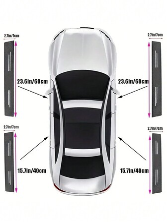 4片装3D碳纤维汽车门槛防刮贴纸，适用于大众、奥迪、日产、标致、奔驰、丰田、起亚、宏碁等车型。