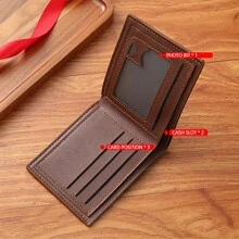 Men's Pu Leather Wallet, Large Capacity Multi-Card Slots, Business Casual Style, Ideal Gift For Men's Birthday Or Partner Large Capacity Multi-Card Slots, Business Casual Style, Birthday Gift, Graduation Gift, Father's Day Gift