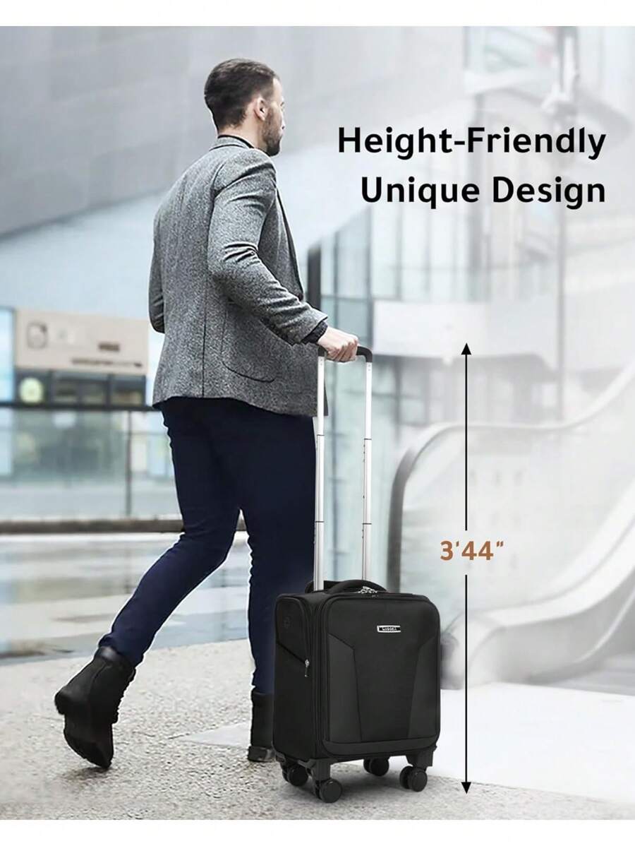 LUGGEX Underseat Carry On Luggage With Removable Wheels & Charging Hole
