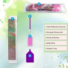 鑽石拼貼立可白1套DIY套件，鑽石畫卡通角色壁畫圖片，裝飾現代風格家居 - 彩色 - 查看 6